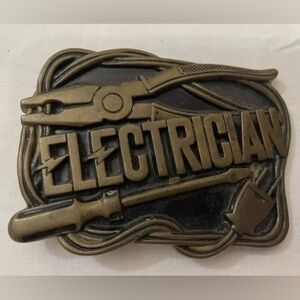 Baron Buckles 1980 Solid Brass Electrician Belt Buckle Vintage